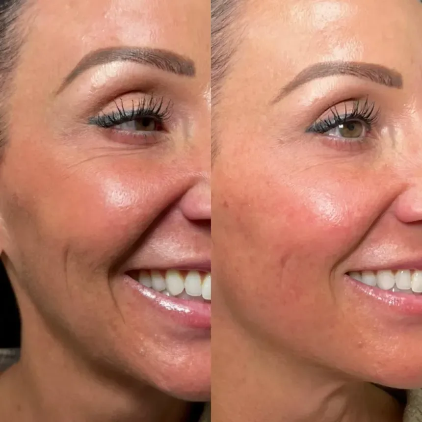 SKINVIVE — smoother cheek texture, before and after